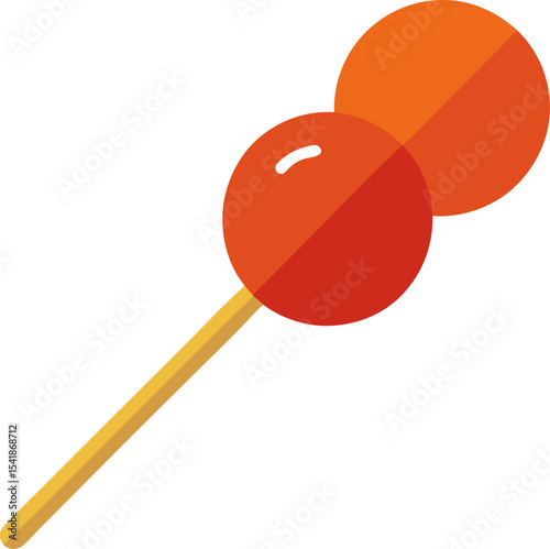 A simple, iconic food stick skewer with no extra elements with white background.