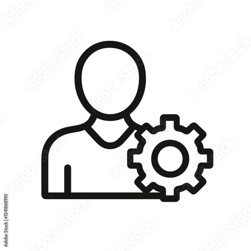 Abstract person holding a gear symbolizing human resources management  