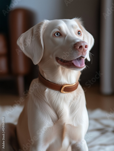 Elegant Dog in Vanilla Latte Color Sitting Gracefully