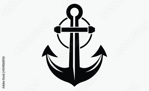 Anchor silhouette, ship wheel icon, anchor symbols  vector silhouettes anchor with rope Steering Wheel Captain Boat Ship Yacht Compass Transport logo design inspiration, marine compass vector  