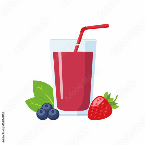 Refreshing Berry Juice Smoothie Vector Icon Illustration
