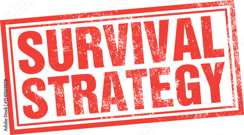 Survival Strategy. Vector Red Rubber Stamp.