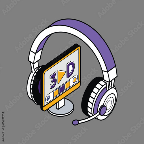 A 3D Headset Vector – Realistic Gaming Headphones Illustration in AI, SVG, PNG Formats