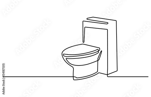 Continuous one line drawing of hygienic flush toilet, Bowl icon line continuous drawing vector. One line Bowl icon vector background. toilet icon.