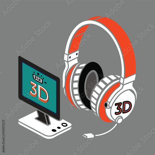 3D Gaming Headset Vector – High-Quality VR Headphones Illustration for Designers & Developers