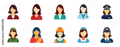 Set of Different Women Avatar. Women icons collection illustration vector