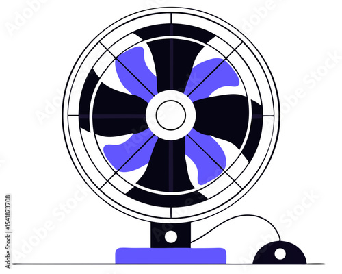 Electric Fan Vector Icon - Modern Appliance Illustration (Cooling, Ventilation, Airflow) - Flat Design for Web & App UI