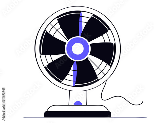 Electric Fan Vector Icon - Modern Appliance Illustration (Cooling, Ventilation, Airflow) - Flat Design for Web & App UI
