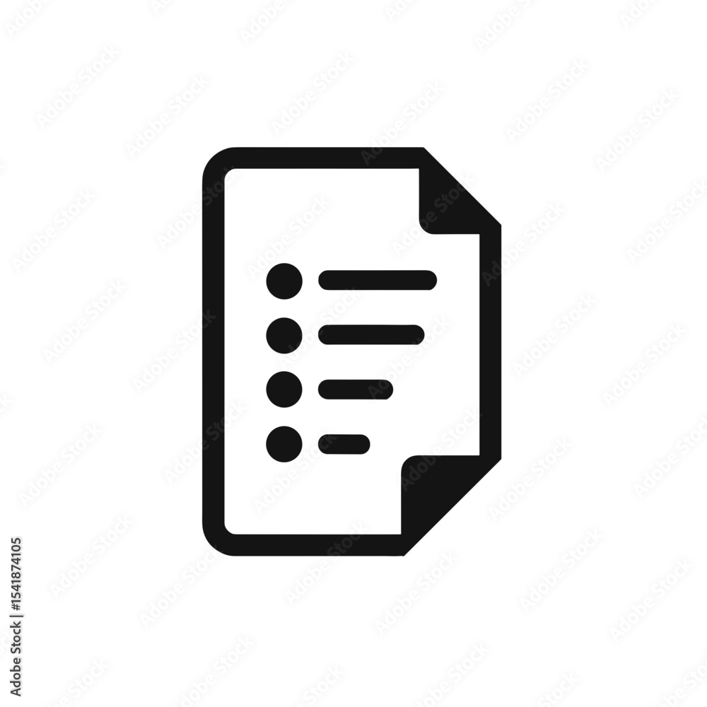 Fototapeta premium Document icon with list, simple design representing paperwork for business or web use, with space for copy