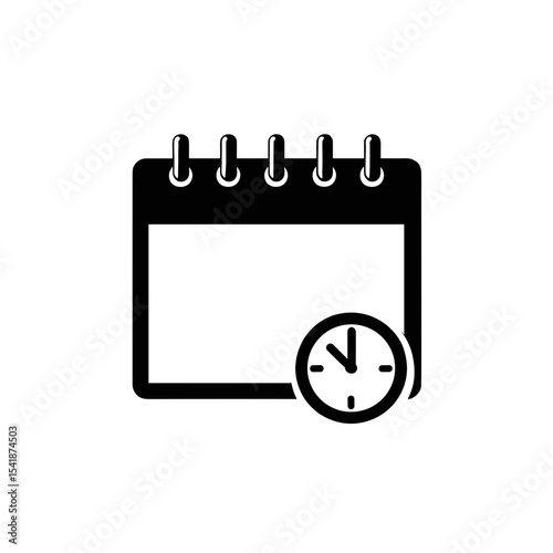 Calendar and clock icon, time management concept, for websites