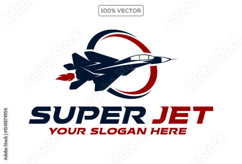 logo fighter jet military aircraft vector design stock