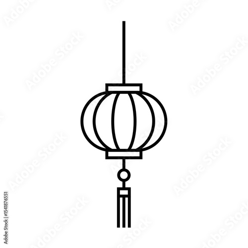 Chinese lantern outline vector icon. Asian new year lantern sign. Editable stroke.