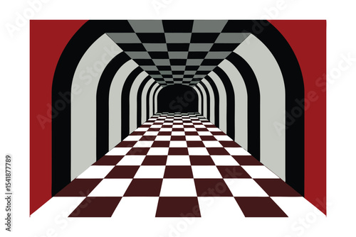Intriguing Optical Illusion A Journey Through a Checkered Tunnel of Endless Perspective