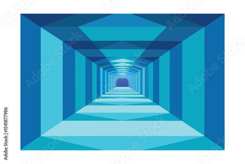 Abstract Blue Tunnel A Journey into Geometric Depth and Perspective