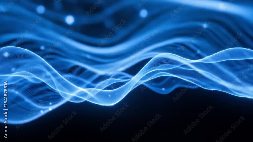 Interwoven blue light threads creating a kinetic wave formation in motion Interwoven blue light threads creating a kinetic wave formation in motion