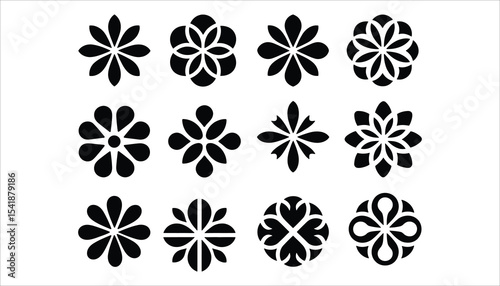 Floral Geometric Icon Set Vector for Decoration and Logo Design