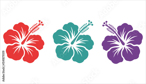 Colorful Hibiscus Flower Vector Set for Tropical and Summer Design

