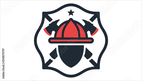 Firefighter Helmet and Axes Emblem Vector Design