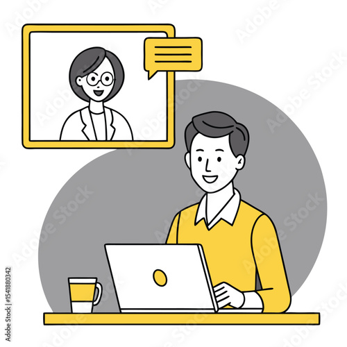 Man having a video conference on his laptop