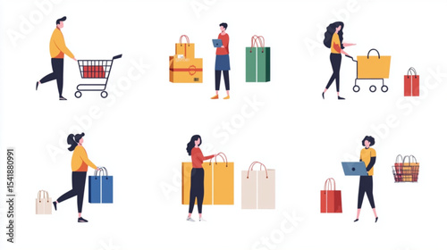 vector illustration of a man holding a shopping bag