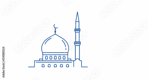 Minimalistic Mosque Illustration with Dome and Minaret