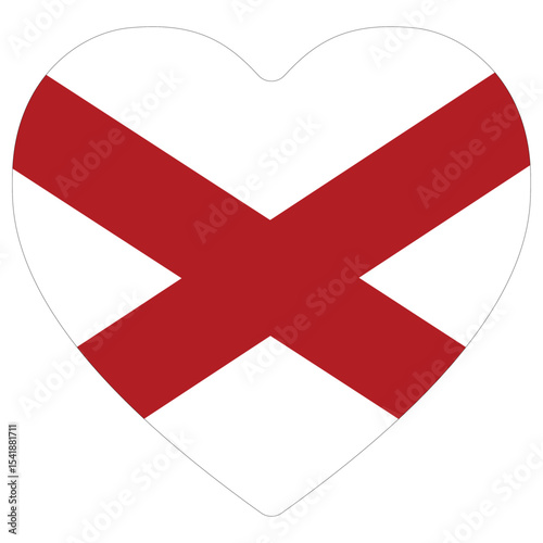 Alabama flag in heart shape. Flag of Alabama state in heart shape