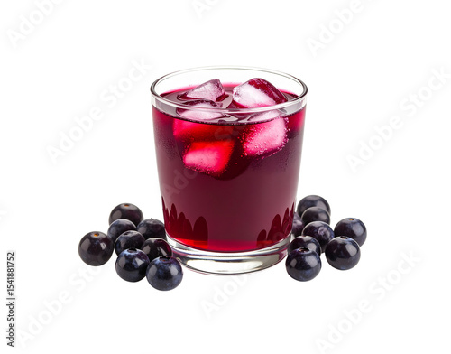 Wallpaper Mural Refreshing Glass of Icy Blueberry Juice with Fresh Berries. Torontodigital.ca