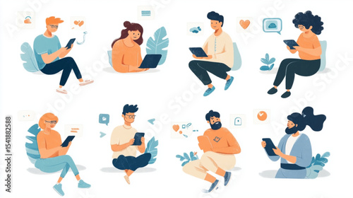 set of business people