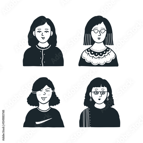 vector set of women avatar