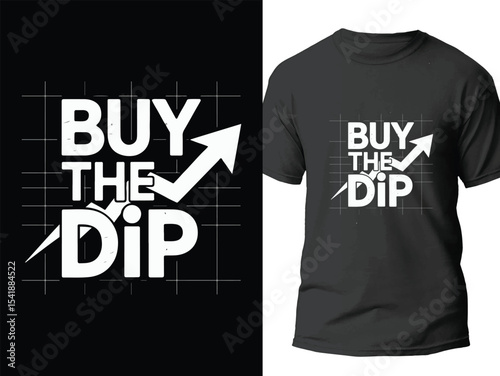  Dynamic Buy The Dip Stock Market Typography Design with Candlestick Chart for Traders and Investors - Vector T-shirt Graphics