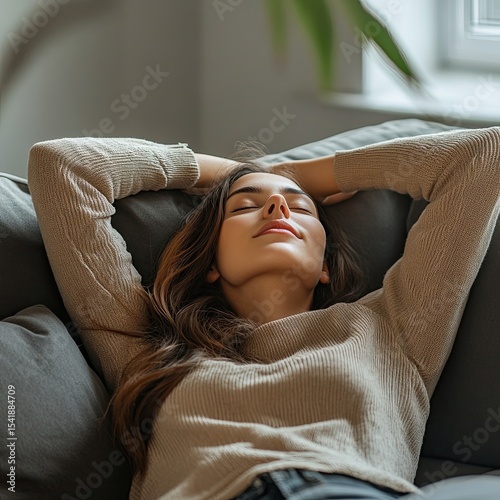 Thoughtful Woman Sitting at Home
