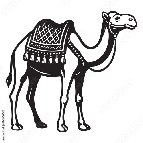 Desert Animal Camel Silhouette Clipart Arabic Sahara Caravan Graphic Design

