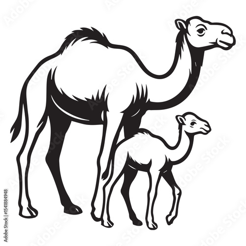 Desert Camel Caravan Silhouette Clipart Arabic Animal Graphic Sahara Design

