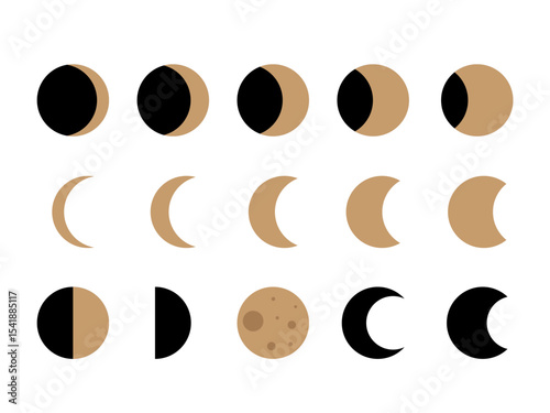 Moon Phase Celestial Symbol Silhouette. Minimalist Graphic Aesthetic Symbol. baby Nursery poster Design Part. Weather, Astrology> Astronomy, Tarot Decoration. Sweet Dream Good Night Boho Sign. 