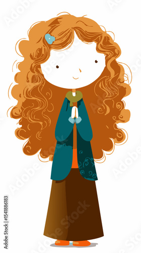 Whimsical Autumn Girl with Flowing Hair