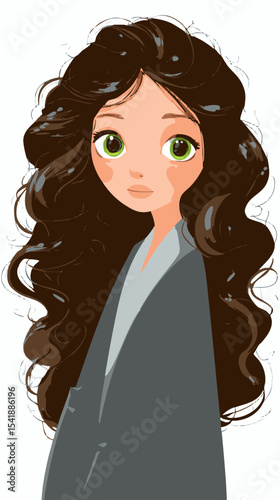 Whimsical Autumn Girl with Flowing Hair