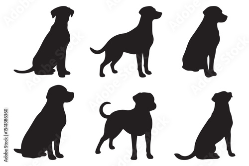 set of dog silhouettes.