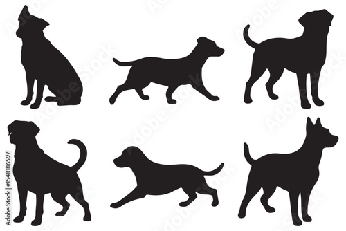 set of dog silhouettes.