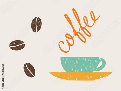 Coffee Modern Popular Drink Theme. Contemporary Lifestyle Beverage Symbol. Latte, Cappuccino, Americano Coffee Morning Drink. Cafe Bar Card Web Banner Design Element. Bean Shop Advertising. 