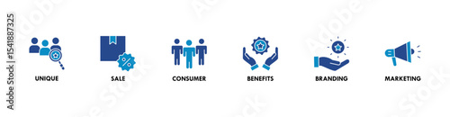 USP banner web icon vector illustration concept for unique sale proportion with icon of unique, sale, consumer, benefits, branding, and marketing