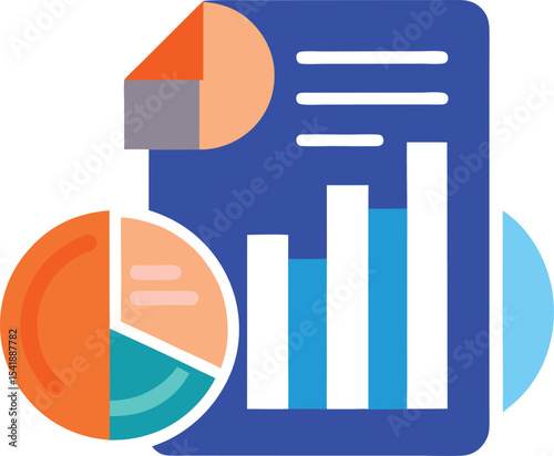 Colorful financial report icon with charts