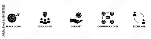Working together banner web icon vector illustration concept for team management with an icon of collaboration, reach goals, team spirit, support, communication, and exchange