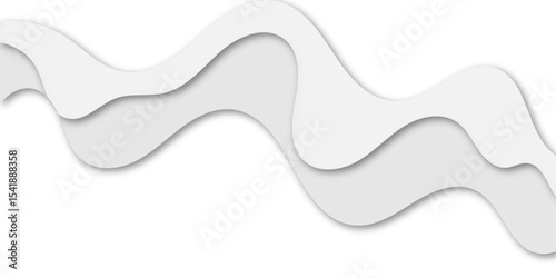 Abstract minimal wavy layered background with soft gray curves and shadow effects. Modern 3D paper-cut style design, perfect for web banners, presentations, or elegant graphic layouts.
