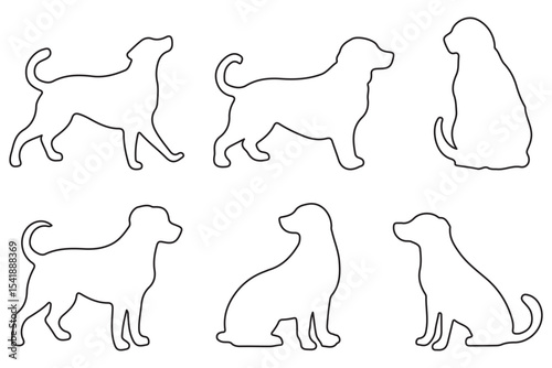 dog silhouette in various poses.