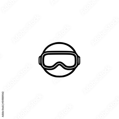 Diver Head Icon with Goggles Representing Underwater Exploration and Scuba Diving Activities