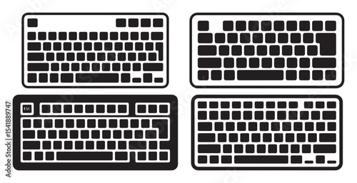  Set of Four Computer Keyboard Vector Icons