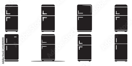 Refrigerator and Freezer Silhouette Icon Set