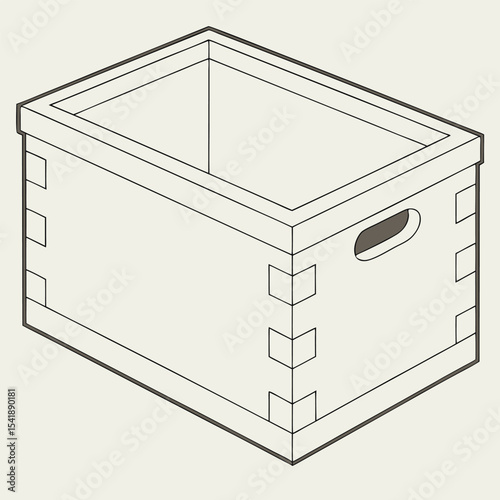 Empty beehive box line drawing illustration