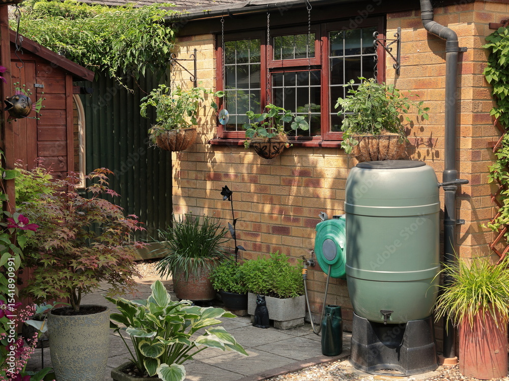 Naklejka premium Garden Shed and planters