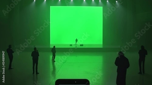 Green screen  setup with silhouettes of people